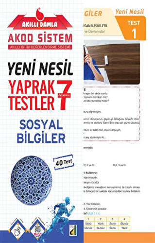 Akıllı Damla Sosyal Bilgiler Yeni Nesil Yaprak Testler - 7. Sınıf - 1