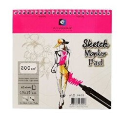 Alex Schoeller Sketch Marker Pad Eskiz Defteri 200gr 15x15cm 40yp Spiralli - Alex Schoeller