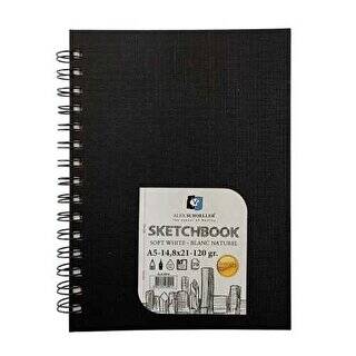 Alex Schoeller Sketchbook Sert Kapak Eskiz Defteri 120gr A5 70yp Spiralli Soft White Çizgisiz - 1