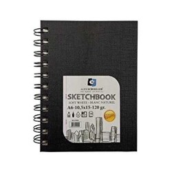 Alex Schoeller Sketchbook Sert Kapak Eskiz Defteri 120gr A6 70yp Spiralli Soft White Çizgisiz - Alex Schoeller