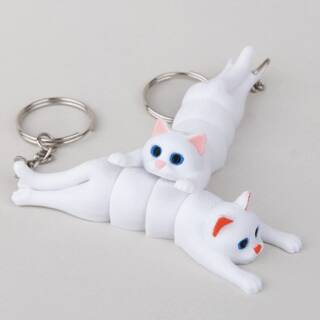 Anahtarlık Charm Çanta Süsü-Beyaz Kedi - 1