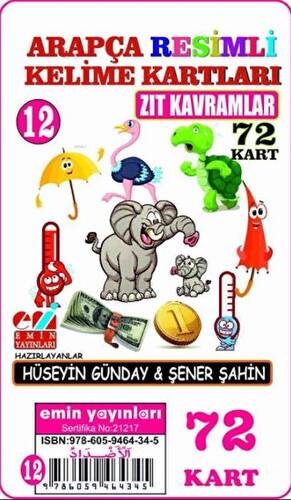 Arapça Resimli Kelime Kartları 12 - Zıt Kavramlar 72 Kart - 1