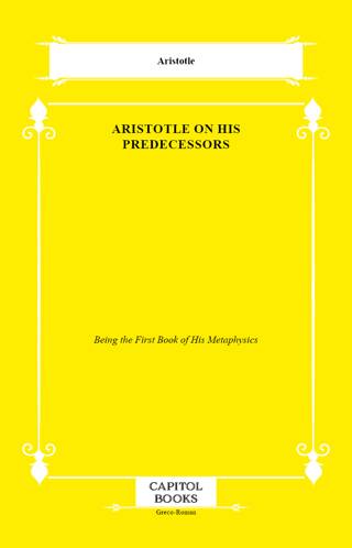 Aristotle on His Predecessors - 1