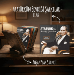Atatürk’ün Sevdiği Şarkılar Plak ve Ahşap Plak Standı - Plak