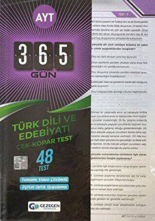 AYT 365 Gün Türk Dili ve Edebiyatı 48 Yaprak Test - 1
