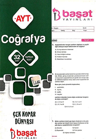 AYT Coğrafya Yaprak Test - 1