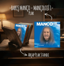 Barış Manço - Mançoloji 1 Plak ve Ahşap Plak Standı - Plak
