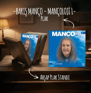 Barış Manço - Mançoloji 1 Plak ve Ahşap Plak Standı - 1