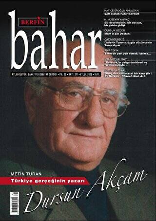 Berfin Bahar Aylık Kültür Sanat ve Edebiyat Dergisi Sayı: 271 Eylül 2020 - 1