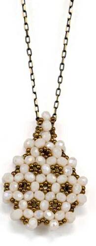 Beyaz Cevşen Kolye Kristal, Damla - 1