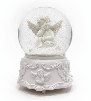 Beyaz Melek Müzikli Işıklı Kar Küresi - 1