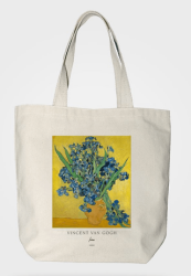 Bez Çanta Gabardin Kumaş %100 Pamuk Van Gogh Tablosu - İrisli Vazo - Bcoverart
