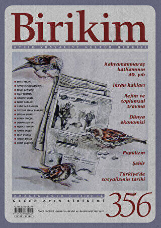 Birikim Aylık Sosyalist Kültür Dergisi Sayı: 356 Aralık 2018 - 1