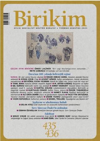 Birikim Aylık Sosyalist Kültür Dergisi Sayı: 435-436 Temmuz- Ağustos 2025 - 1