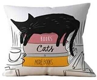 Bookstagram Yastık - Kitaplar Kediler - 1