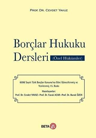 Borçlar Hukuku Dersleri Özel Hükümler - 1