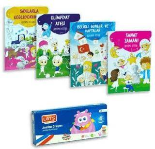 Boyama Kitabı 4 Adet + Lets 12 Renk Jumbo Mum Boya Karton Kutu Set - 1