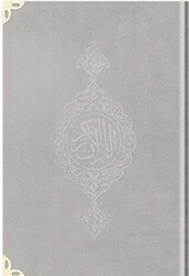 Büyük Cep Boy Kadife Kur`an-ı Kerim Açık Gri, Yaldızlı, Mühürlü - 1005 Açık Gri - Hayrat Neşriyat