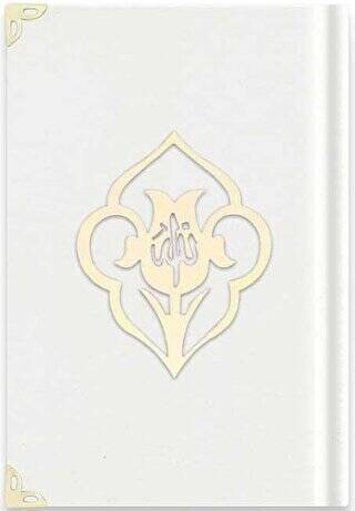 Büyük Cep Boy Kadife Kuran-ı Kerim Beyaz, Güllü, Mühürlü - A3 Beyaz - 1