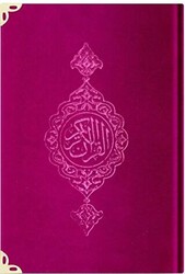 Büyük Cep Boy Kadife Kur`an-ı Kerim Fuşya Pembe, Yaldızlı, Mühürlü - B6 Fuşya Pembe - Hayrat Neşriyat