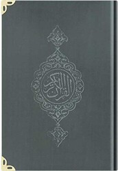 Büyük Cep Boy Kadife Kur`an-ı Kerim Koyu Gri, Yaldızlı, Mühürlü - 1025 Koyu Gri - Hayrat Neşriyat