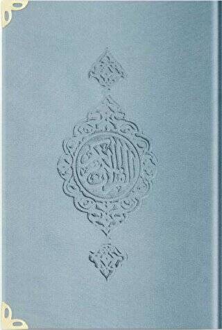 Büyük Cep Boy Kadife Kur`an-ı Kerim Mavi, Yaldızlı, Mühürlü - M1 Gökyüzü Mavi - 1