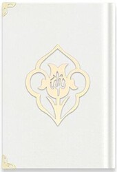 Çanta Boy Kadife Kuran-ı Kerim Beyaz, Güllü, Mühürlü - A3 Beyaz - Hayrat Neşriyat