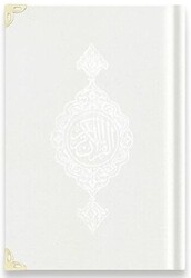 Çanta Boy Kadife Kur`an-ı Kerim Beyaz, Yaldızlı, Mühürlü - A3 Beyaz - Hayrat Neşriyat