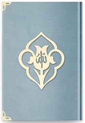 Çanta Boy Kadife Kuran-ı Kerim Gökyüzü Mavi, Güllü, Mühürlü - M1 Gökyüzü Mavi - Hayrat Neşriyat