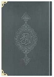 Çanta Boy Kadife Kur`an-ı Kerim Koyu Gri, Yaldızlı, Mühürlü - 1025 Koyu Gri - Hayrat Neşriyat