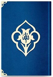 Çanta Boy Kadife Kuran-ı Kerim Lacivert, Güllü, Mühürlü - L2 Lacivert - Hayrat Neşriyat