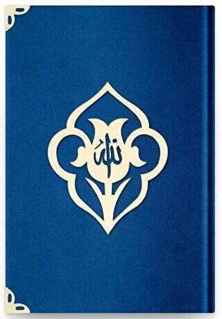 Çanta Boy Kadife Kuran-ı Kerim Lacivert, Güllü, Mühürlü - L2 Lacivert - 1