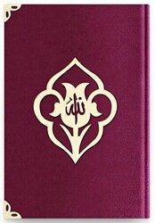 Çanta Boy Kadife Kuran-ı Kerim Mürdüm Mor, Güllü, Yaldızlı - 1017 Mürdüm Mor - Hayrat Neşriyat