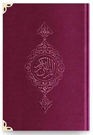 Çanta Boy Kadife Kur`an-ı Kerim Mürdüm Mor, Yaldızlı, Mühürlü - 1017 Mürdüm Mor - 1