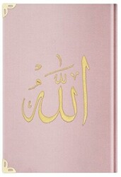 Çanta Boy Kadife Kur`an-ı Kerim Pudra Pembe, Nakışlı, Yaldızlı, Mühürlü - E5 Pudra Pembe - Hayrat Neşriyat