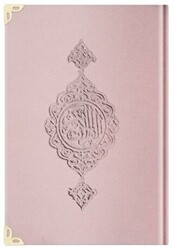 Çanta Boy Kadife Kur`an-ı Kerim Pudra Pembe, Yaldızlı, Mühürlü - E5 Pudra Pembe - Hayrat Neşriyat