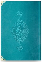 Çanta Boy Kadife Kur`an-ı Kerim Turkuaz, Yaldızlı, Mühürlü - 97 Turkuaz - Hayrat Neşriyat