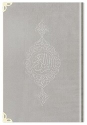 Cep Boy Kadife Kur`an-ı Kerim Açık Gri, Yaldızlı, Mühürlü - 1005 Açık Gri - Hayrat Neşriyat