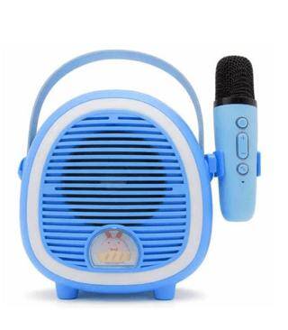 Çocuklara Özel Retro Tasarımlı Bluetooth Karaoke Mikrofon ve Ahşap Tripodlu – Mavİ - 1