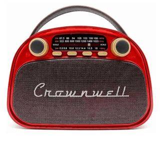 Crownwell Taşınabilir Bluetooth Retro Radyo Arizona Serisi Metalik Kırmızı - 1