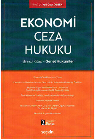 Ekonomi Ceza Hukuku Birinci Kitap - Genel Hükümler - 1