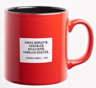 George Orwell 1984 Kupa Dışı Kırmızı İçi Siyah Seramik - 1