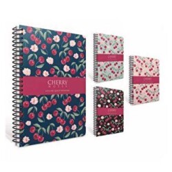 Gıpta Cherry Spiralli Sert Kapak Defter 17X24 120 Yaprak Kareli - Gıpta