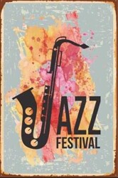 Jazz Festival Retro Vintage Ahşap Poster - Hobi Ürün
