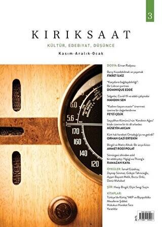 Kırık Saat Kültür, Edebiyat, Düşünce Dergisi Sayı: 3 Kasım-Aralık-Ocak - 1