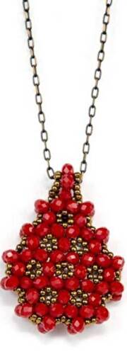 Kırmızı Cevşen Kolye Kristal, Damla - 1