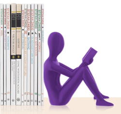Kitap Tutucu Dekoratif Kitap Desteği Kitap Okuyan İnsan Figürü Biblo - MOR - Bcoverart