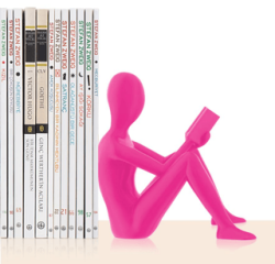 Kitap Tutucu Dekoratif Kitap Desteği Kitap Okuyan İnsan Figürü Biblo - PEMBE - Bcoverart