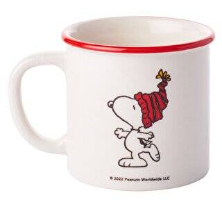 Kupa Kırmızı Kenarlı Porselen - Snoopy Dans - 1