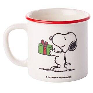 Kupa Kırmızı Kenarlı Porselen - Snoopy Hediye - 1